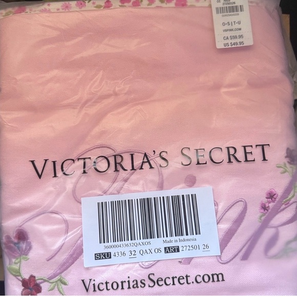 PINK Victoria's Secret Light Pink Floral Tote - Picture 3 of 4